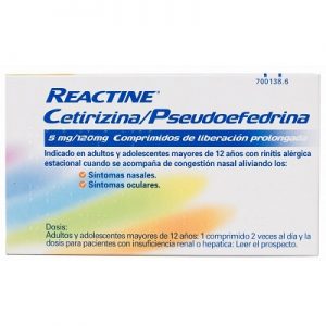 Reactine Cetirizina/Pseudoefedrina en Comprimidos Lib Prolongada