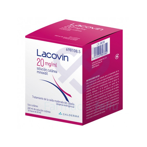 Lacovin 20mg/ml Solución Cutánea, 4 Frascos 60ml